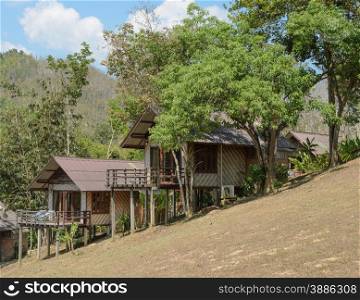 Resort wooden house on the mountain in Thailand