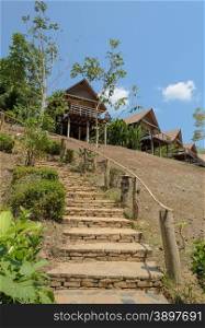 Resort wooden house on the mountain in Thailand