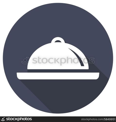 Restaurant cloche icon with long shadow
