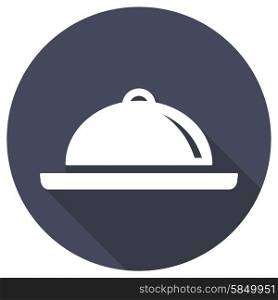 Restaurant cloche icon with long shadow