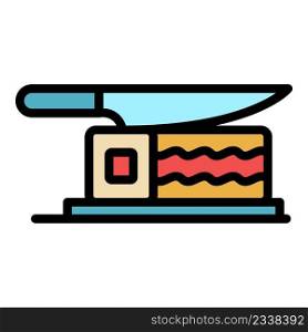 Restaurant knife sushi icon. Outline restaurant knife sushi vector icon color flat isolated. Restaurant knife sushi icon color outline vector