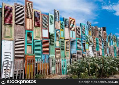 Restaurant made from colourful wooden shutters