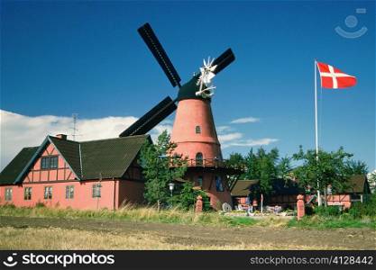 Restaurant near a windmill, Funen County, Denmark