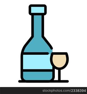 Restaurant wine bottle icon. Outline restaurant wine bottle vector icon color flat isolated. Restaurant wine bottle icon color outline vector