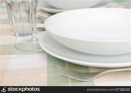 Restaurant With Set Tables - Plates, Cutlery and Glasses