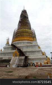 restoration of golden stupa in Inwa, Mandalay, Myanmar