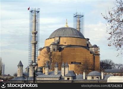 Restoration of old mosque in Istanbul, Turkey