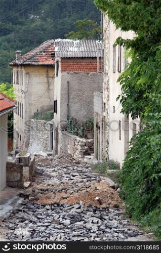 Restoration of old street in Kin, Croatia