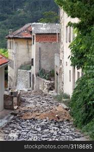 Restoration of old street in Kin, Croatia