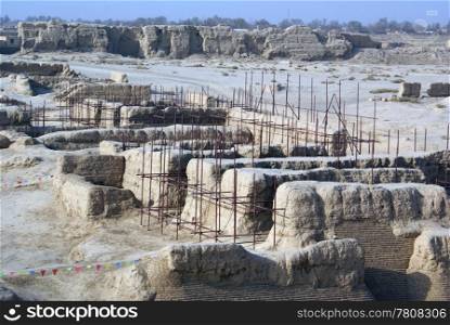 Restoration of ruins in Gaochang, China