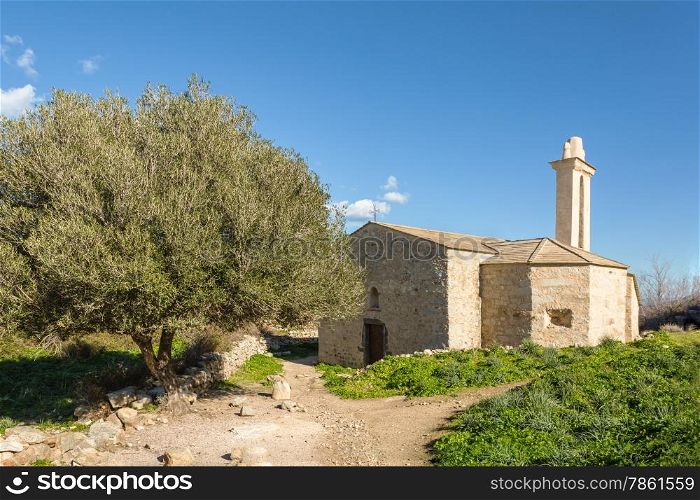 Restored church in the abandoned village of Occi near Lumio in the Balagne region of Corsica