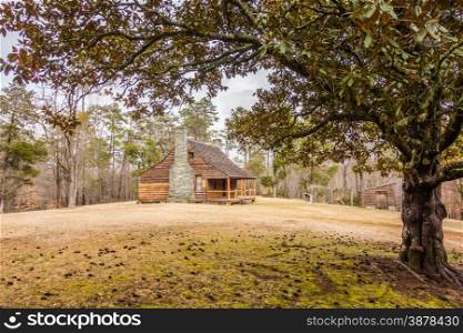 restored historic wood house in the uwharrie mountains forest