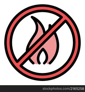 Restricted campfire icon. Outline restricted campfire vector icon color flat isolated. Restricted campfire icon color outline vector