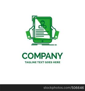 resume, employee, hiring, hr, profile Flat Business Logo template. Creative Green Brand Name Design.