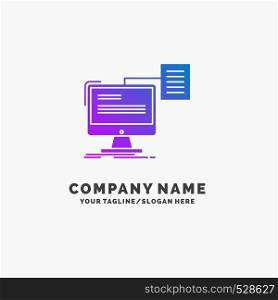 resume, storage, print, cv, document Purple Business Logo Template. Place for Tagline.. Vector EPS10 Abstract Template background