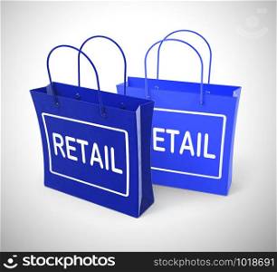 Retail shopping bags meaning merchandise for sale or supply outlet. Distributors and Traders selling commercially - 3d illustration