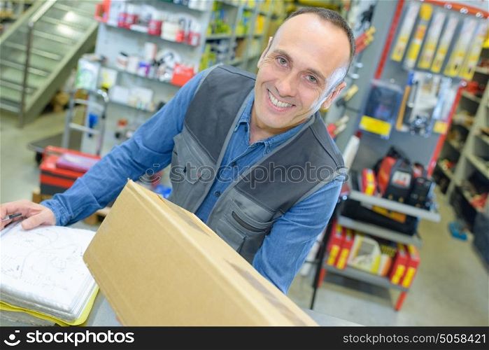 Retailer receiving delivery