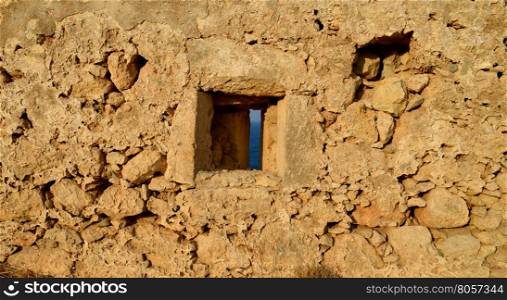Rethymno city Greece Fortezza fortress wall window detail