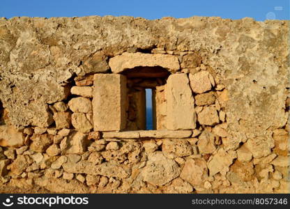 Rethymno city Greece Fortezza fortress wall window detail