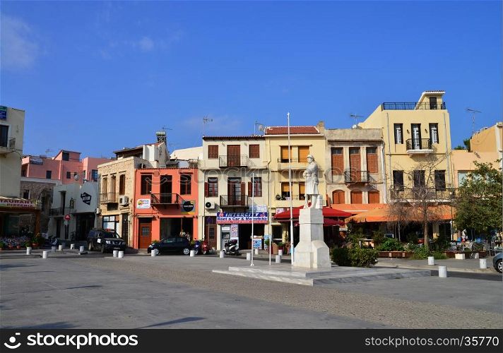 RETHYMNO, GREECE - 08.04.2016: city square with people editorial