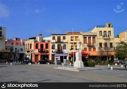 RETHYMNO, GREECE - 08.04.2016: city square with people editorial