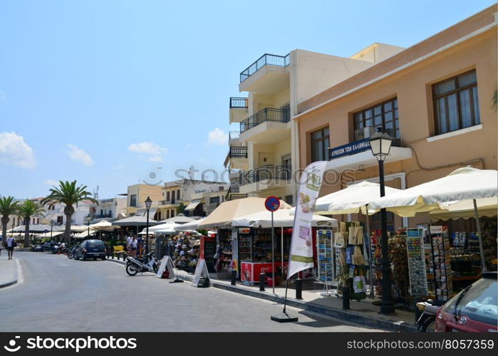 RETHYMNO, GREECE - 08.04.2016: city street with people editorial