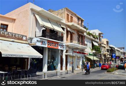 RETHYMNO, GREECE - 08.04.2016: city street with people editorial
