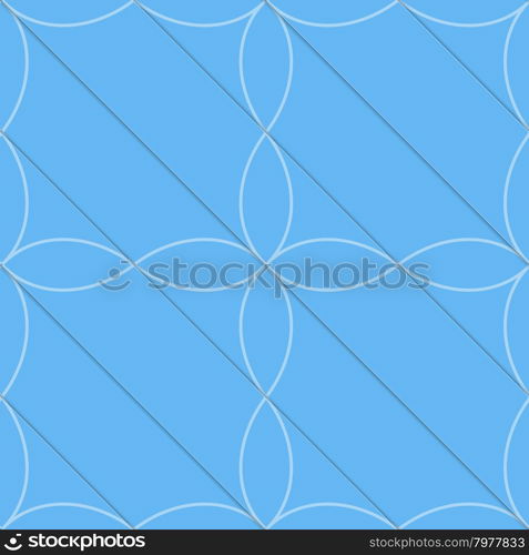 Retro 3D blue diagonal with four foils .Abstract layered pattern. Bright colored background with realistic shadow and thee dimensional effect.