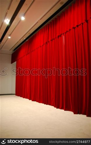 retro and elegant red theater stage curtains and stage