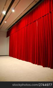 retro and elegant red theater stage curtains and stage