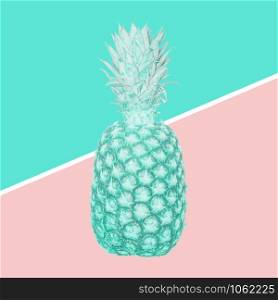 Retro background with big pineapple, abstract minimalist design.