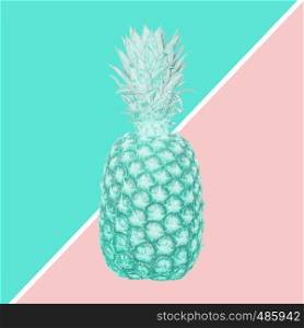 Retro background with big pineapple, abstract minimalist design.