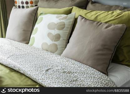 retro bedroom style with colorful pillow on bed
