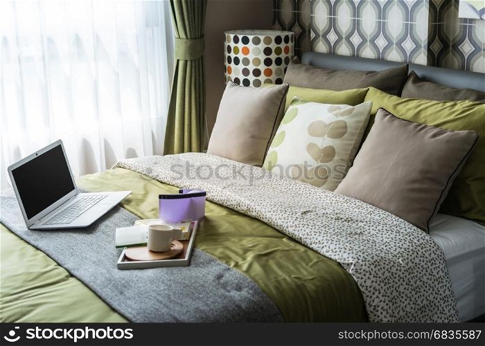 retro bedroom style with polka dot lamp