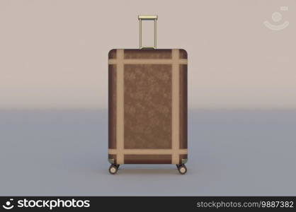Retro brown Leather travel bag . 3d rendering - illustration  , Space fortravel stickers