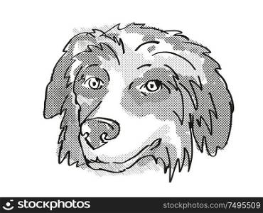 Retro cartoon style drawing of head of a Bernese Mountain Dog , a domestic dog or canine breed on isolated white background done in black and white.. Bernese Mountain Dog Dog Breed Cartoon Retro Drawing