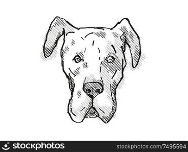 Retro cartoon style drawing of head of a Great Dane, a domestic dog or canine breed on isolated white background done in black and white.. Great Dane Dog Breed Cartoon Retro Drawing