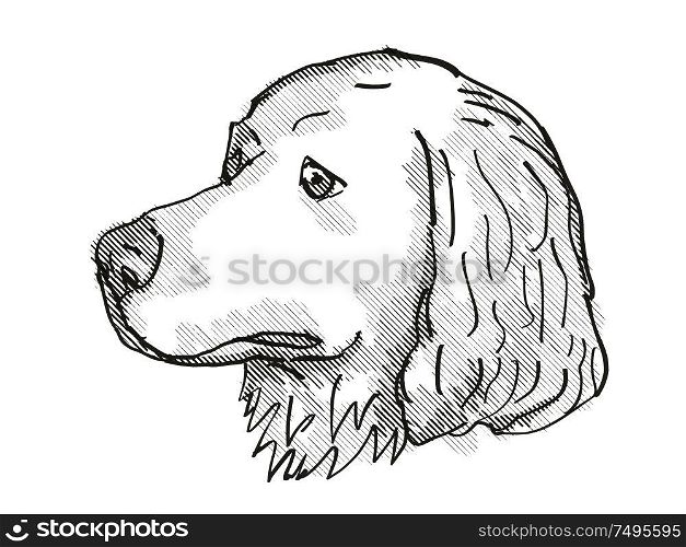 Retro cartoon style drawing of head of a Great Pyrenees, a domestic dog or canine breed on isolated white background done in black and white.. Great Pyrenees Dog Breed Cartoon Retro Drawing