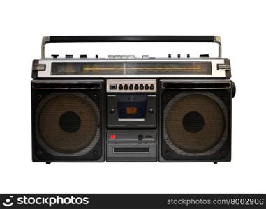 retro cassette player set isolated over white background