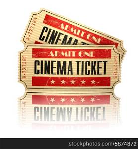 Retro cinema tickets isolated on white. 3d