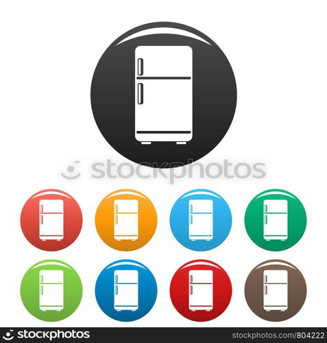 Retro fridge icons set 9 color vector isolated on white for any design. Retro fridge icons set color