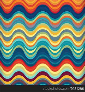 Retro Groovy Burst. Summer and Carnival Backdrop with Vibrant Strokes by generative AI