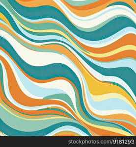 Retro Groovy Burst. Summer and Carnival Backdrop with Vibrant Strokes by generative AI