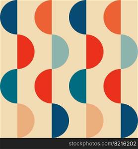 Retro groovy seamless pattern with semicircle in the style of the 70s and 60s. Vector illustration. Vintage retro seamless geometric pattern in the style of the 70s and 60s.