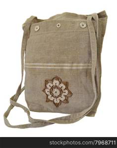 Retro handmade natural flax handbag