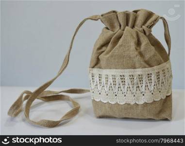 Retro handmade natural flax purse