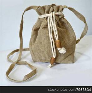Retro handmade natural flax purse