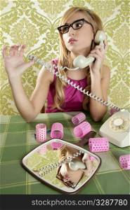 retro housewife telephone woman vintage wallpaper