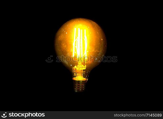 retro lamp on black background, Vintage light bulb