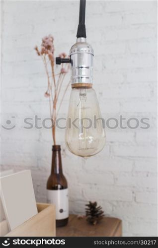Retro light of hanging bulb, stock photo